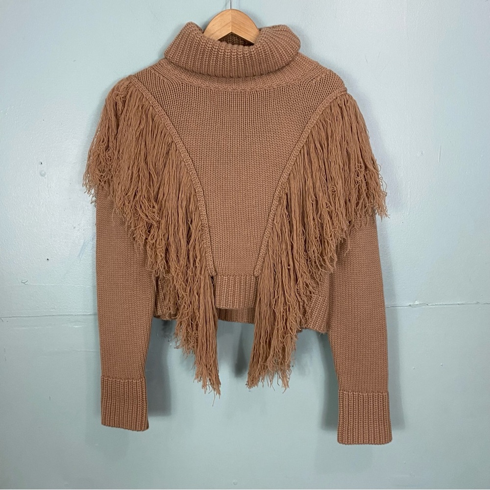 Johanna Ortiz Camel Elegancia  Natural Sweater Brown Fringe Medium Read Descrip.